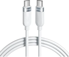 Kabelis USB-C / USB-C Voltage Silicone 100W PD 100cm balta