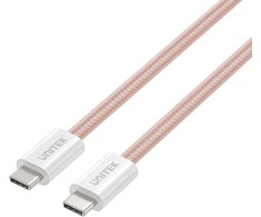 Unitek USB C PD magnetiškai ištraukiamas laidas 100W rožinis 1m