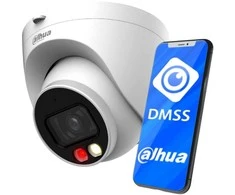 „Dahua Technology Co“ IP kamera. 4MP 1/2.9” CMOS, 2.8 mm. 94° F1.6, 25 kadrai per sekundę, IR+LED 30 m., WDR, IVS, IP67, mikrofonas