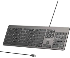 Klaviatūra su laidu Unitek SlimTap USB-A, pilka