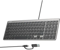 Klaviatūra su laidu Unitek SlimTap USB-C/USB-A