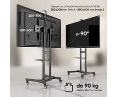 Laikiklis ONKRON TS1891-B Mobile tilting stand for TVs 50‘-90’, max. 100 kg, juodas