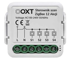 Tuya - 4 kanalų mini ZigBee scenų valdiklis - 12 veiksmų - 230V - OXT T254