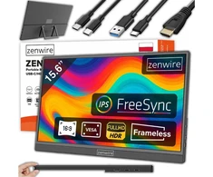 Zenwire Nešiojamas USB-C monitorius su „Full HD 1920x1080 IPS HDR HDMI“ 15,6 colių nešiojamajam kompiuteriui