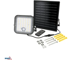 NAŚWIETLACZ SOLARNY LED BEMKO SOLPAR 10W 1500LM 3000/4000K IP65 JUODA CZ. PIR