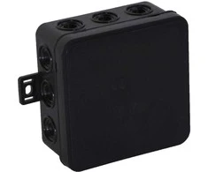 Tuščia ant paviršiaus montuojama dėžutė su 12 įvadų VIPLAST V7 click Juodas IP54 100x100x41mm 037-05