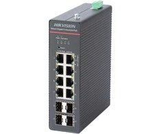 Šakotuvas Hikvision 12 prievadų 8 PoE pramoninis valdomas komutatorius DS-3T1512HP-SI-8P4F