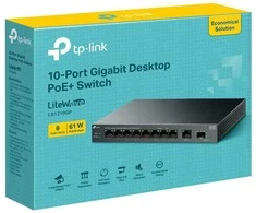 Šakotuvas TP-LINK | 10 prievadų Gigabit Desktop Switch su 8 prievadų PoE+ | LS1210GP | Nevaldomas | Darbalaukis