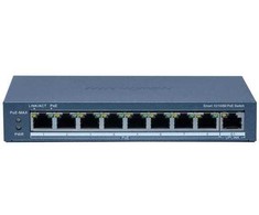 Šakotuvas 9 prievadų, 8 PoE prievadų komutatorius Hikvision DS-3E1309P-EI(B)