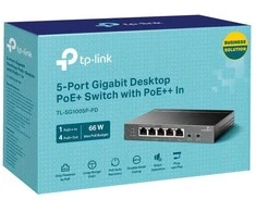 TP-LINK | 5 prievadų gigabito stalinis komutatorius su 4 prievadų PoE | TL-SG1005P-PD | Nevaldomas | Tvirtinamas prie darbalaukio / sienos