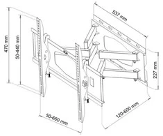 Laikiklis Tvirtinimo sienelė televizoriui ART AR-65 (kampinis, pakreiptas, sieninis, 32" - 80", maks. 60 kg)