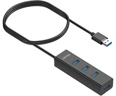 USB Adapteris - UNITEK Y-3089V01 4-Port USB 3.2 Gen 1 Juodas