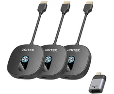 AV signalo perdavimo sistema Unitek Unitek belaidis HDMI siųstuvas 1080p, 1 siųstuvas + 2 imtuvai, juodas