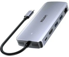 USB-C Hub - UNITEK Aktyvus 10Gbps M.2 HDMI PD 100W Pilkas