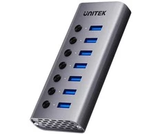 USB-A 3.0 5 Gbps šakotuvas su 7 viename jungikliu Unitek H1314A01-EU