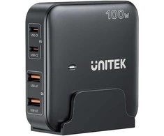 Unitek Įkroviklis rašomasis stalas GaN 100W 2xUSB-A 2xUSB-C juoda