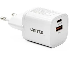 Unitek Įkroviklis jungiama į tinklą 1x USB-A 1x USB-C QC 33W balta