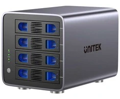 Unitek RAID korpusas 2,5 colio / 3,5 colio SATA diskui, 8 režimai, 80 TB, USB-C