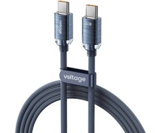 VOLTAGE USB-C / USB-C įtampos „PureCrystal“ 100 W PD laidas, 100 cm, mėlynas