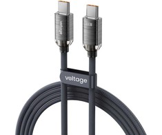 VOLTAGE USB-C / USB-C įtampos „PureCrystal“ 100 W PD laidas, 100 cm, juodas