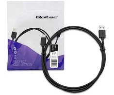 USB kabelis Qoltec USB-A - USB-A 1 m Juodas (50487)