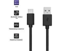 Qoltec USB 3.1 C tipo vyr. – USB 2.0 A vyr. kabelis 1m