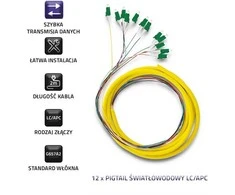Qoltec 12 x LC/APC optinio pluošto kabeliai 2m G657A2