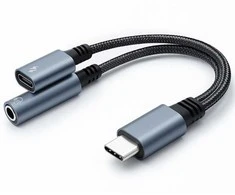 Qoltec USB-C adapteris 2w1 | USB-C | 3,5 mm lizdas | PD 15W | 10 cm