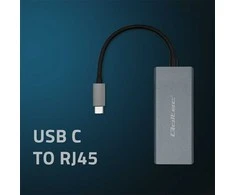 Qoltec USB-C į RJ45 eterneto adapteris | 1000 Mbps | aliuminio korpusas