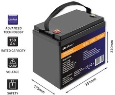 Qoltec LiFePO4 ličio geležies fosfato akumuliatorius | 12,8 V | 150 Ah | 1920 Wh | BMS