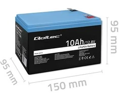 Qoltec 53713 LiFePO4 lithium iron phosphate battery | 12.8V | 10Ah | 128Wh | BMS