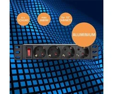 Qoltec Aluminiowa Listwa zasilającaPDU doRACK 10'' | 1U | 16A |4xSCHUKO | 1.8m