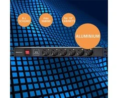 Aliuminis maitinimo juostelė šaltinis skirtoji 19'' 1u 16a 6xschuko 1.8m Qoltec