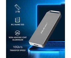 Qoltec mini aliuminio korpusas | M.2 SSD disko vieta | NVMe | PCIe | USB 3.1 | Super greitis 10Gb/s | 2TB | sidabras