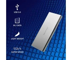 Qoltec 51833 Korpusas | M.2 SSD diskas | SATA | NGFF| USB 3.0 | Super greitis 5GB/s | 2TB | Sidabrinis