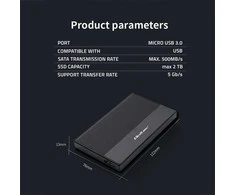 Išorinio kietojo disko dėklas Aliumininis korpusas skirtas diskams SSD HDD 25" sata USB 3.0 itin greitas 5 Gb/s 2 TB juodas Qoltec