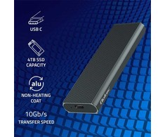 Išorinio kietojo disko dėklas Aliumininis korpusas skirtas diskui m.2 SSD nvme pcie usb 3.1 super greitis 10gb/s 4tb grafitinis Qoltec