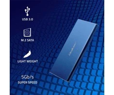 Qoltec 51832 Korpusas | M.2 SSD diskas | SATA | NGFF| USB 3.0 | Super greitis 5Gb/s | 2TB | Mėlyna