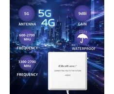 Qoltec Antena 4G 5G LTE | 9dBi | kierunkowa | zewnętrzna | SMA | wodoodporna | 3m