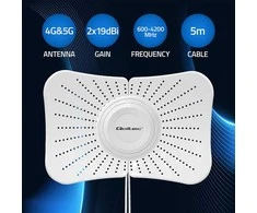 Qoltec Antena paraboliczna 4G 5G LTE | 2x19dBi | kierunkowa | zewnętrzna | 1710–2700 MHz | 3300–4200 MHz | N Female | wodoodporna | 5m