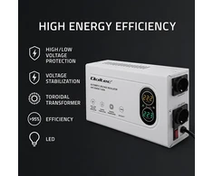 Qoltec Automatyczny Stabilizator napięcia AVR 2000VA | 1200W | Compact | Toroidalny transformator