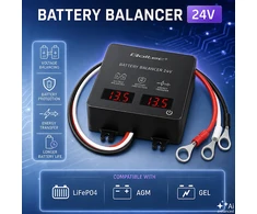 Qoltec Balanser napięcia 24V do akumulatorów 2 x 12V | 5A | AGM GEL LiFePO4 | LED