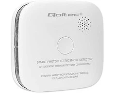 Qoltec Certyfikowany belaidis Czujnik dymu su baterią | żywotność sensora 10 lat | żywotność baterii 10 lat | alarm 85dB | LED