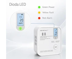 Qoltec Certyfikowany belaidis Czujnik tlenku węgla (czadu) su baterią | detektor CO | TUYA | Wi-fi | żywotność sensora 10 lat | alarm 85dB | LED