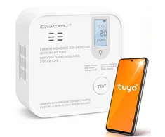 Qoltec Certyfikowany belaidis Czujnik tlenku węgla (czadu) su baterią | detektor CO | TUYA | Wi-fi | żywotność sensora 10 lat | alarm 85dB | LED