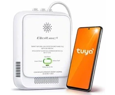 Qoltec Certyfikowany Czujnik wycieku gazu ziemnego | detektor CH4 | NG | Tuya | Wi-Fi | alarm 85dB | LED