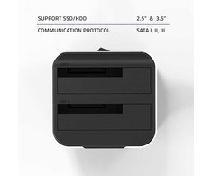 Qoltec 50309 HDD SSD 2,5" 3,5" prijungimo stotelė | SATA III | USB 3.0 | Super greitis 5Gb/s | su klonavimo funkcija