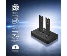 Qoltec Doko stotelė dysków SSD M.2 NVMe| PCIe | USB-C | 20Gb/s | DUAL 2 x 8TB | klonowanie offline