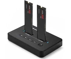 Qoltec Doko stotelė dysków SSD M.2 NVMe| PCIe | USB-C | 20Gb/s | DUAL 2 x 8TB | klonowanie offline