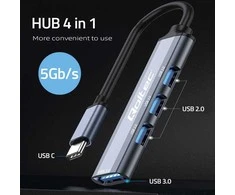 Centratorius adapteris usb-c 3.1 4in1 usb 3.0 3x 2.0 Qoltec